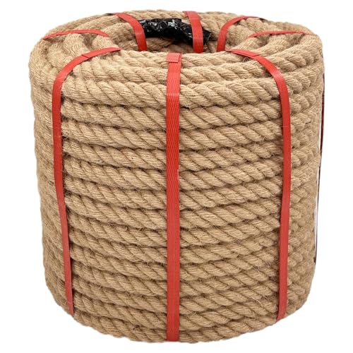 Glfcai 3/4 Inch x 150 Ft Hemp Rope, 578 Lbs Working Strength, 4 Strand Twisted Cord for Cat Scratchers, Gardening, Landscaping & Decor