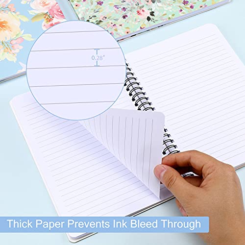 Spiral Notebooks 6 × 8 Inch, 4 Pack College Ruled Journals Cute Notebooks For Women, Hardcover Floral Notebooks School Supplies, Inner Pocket, 320 Sheets/640 Pages, A5 Size #TOP3