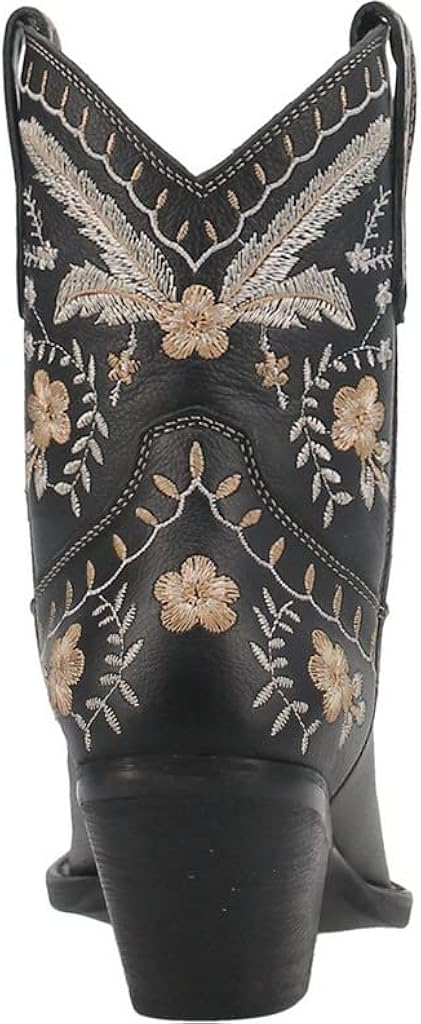 Miniatura 5 de Dingo - Botas con bordados florales de prímula para mujer, de punta triangular, tacón bajo de 1-2 pulgadas, color negro