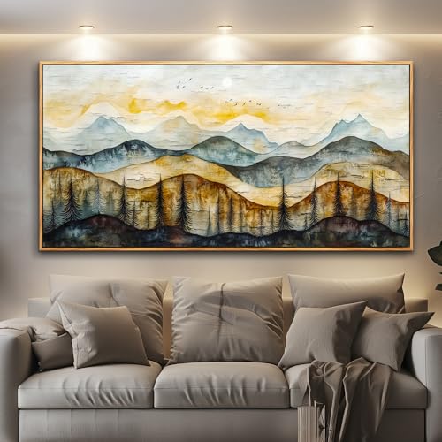ERQINHUA Large Canvas Wall Art For Living Room Wall Decor For Bedroom Office Tea House Home Decor Prints Pictures Abstract Mountain Landscape Painting Wood Frame Artwork Wall Aesthetics 20"X40"