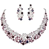 EVER FAITH Bridal Ripple Necklace Earrings Set Austrian Crystal