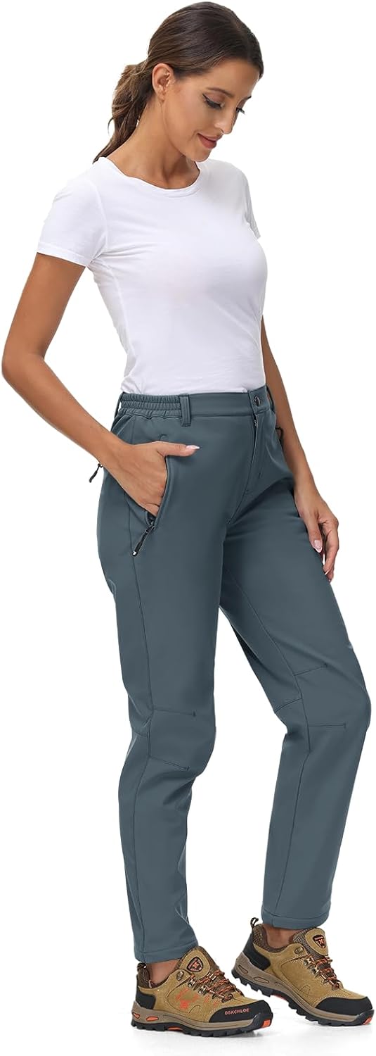 YSENTO Women's Fleece Lined Pants Winter Snow Ski Waterproof Insulated Softshell Hiking Mountain Pants - Image 7