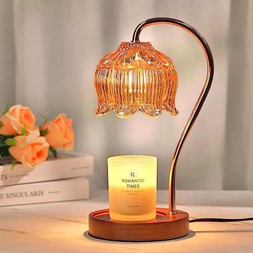 Flower Candle Warmer Lamp with Timer, Dimmable Candle Lamp Warmer, Birthday Christmas Gifts for Women Mom, House Warming for New Home Decor, Lotus Wax Melt Warmer for Jar Candles