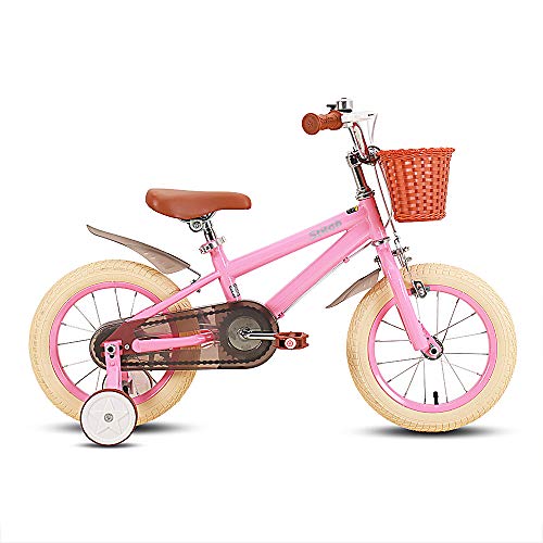 STITCH - Bicicleta infantil de 16 pulgadas para niñas y niños de 3 a 5 años, 14 pulgadas con ruedas de entrenamiento y frenos de mano, color rosa