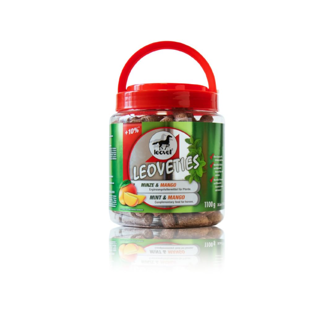 Leovet Leoveties Mięta i Mango | 1,1 kg | Suplement diety dla koni | Przekąski do treningu lub nagrody | Bez sztucznych aromatów i dodatków | Zgodność z ADMR