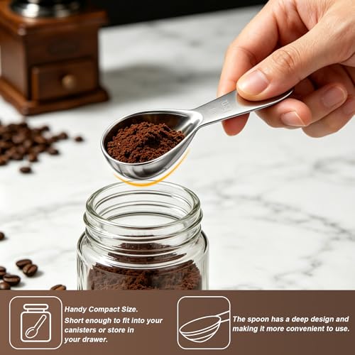 4 pcs Coffee Scoop -15ml (1 Tbsp),Stainless Steel Metal Measuring Spoons,Short Handle Coffee Scoop for Coffee Beans, Ground Coffee, Espresso, Protein Powders, Tea, Sugar, Flour Exact Measuring - Image 6