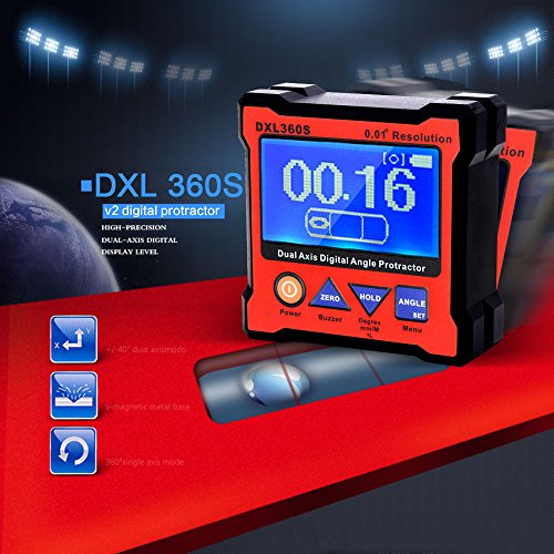 Dxl360S Digital Level, Weytoll Dual Axis Angle Gauge Protractor Lcd Display Inclinometer High-Accuracy Level Gauge With 5 Side Magnetic Base For Woodworking #TOP4