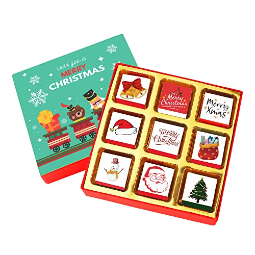 Image of Chocoloony Merry Christmas Chocolate Gift Box Assorted 9 pcs Milk Chocolate Bites