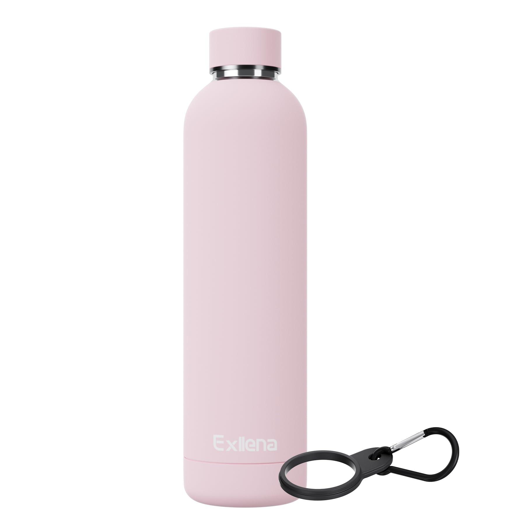 Exllena Insulated Water Bottles 1l with Clip, Double Wall Vacuum Drinks Bottle Keeps Drinks Cold 24 Hrs/Hot 12 Hrs