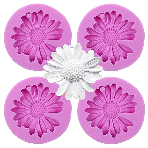 La Mejor Recopilación de Moldes para pastas de esta semana. 45 Daisy - Moldes de silicona para chocolate, moldes de llavero de flores para decoración de pasteles, cupcakes, caramelos, azúcar, manualidades, pasta de goma, resina de arcilla