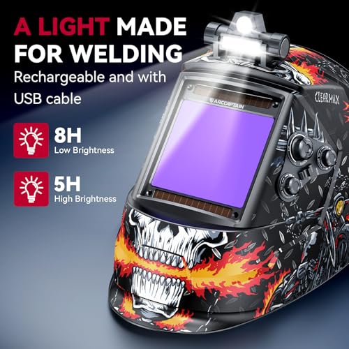 Miniatura 2 de Arccaptain Casco De Soldadura De Oscurecimiento Automático De 3.94 X 3.65 Pulgadas, Capucha De Soldadura De Color Real, Casco De Soldadura De Claridad Óptica Superior De 1 1 1 1, 4 Sensores De Arco,