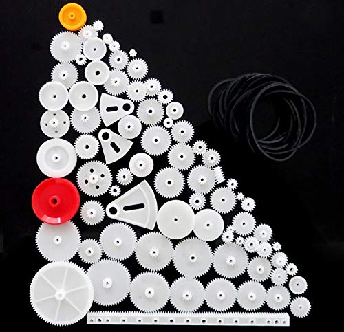 Set Création Projets Kit 78 Pièces Engrenages Plastique - Poulies, Arbres Et Courroies Pour Projets DIY Et Jouets Projets Mécaniques DIY