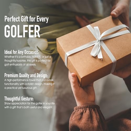 Large Golf Towel 110 x 55cm with Handy Centre Slit Design - Black or White Striped Golf Towels made with Deep Ridged and Absorbent Terry Cotton Material - Quickly Dry Rain, Sweat or any Moisture - Image 9