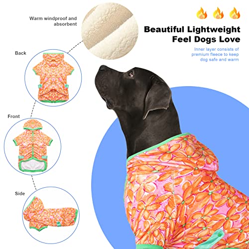Lovinpet Dog Hoodies Large Size Dog, Soft Flannel Warm Dog Pajamas, Skin-Friendly Fabric Floralish Blooms Field Luminous Prints Dog Clothing For Autumn Winter Using,Large #TOP1