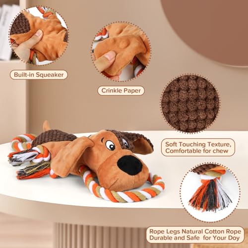 Letsmeet Squeaky Dog Toys, Tug Of War Dog Toy For Large Dogs, Plush Puppy Toys With Pull Rope thumb #1