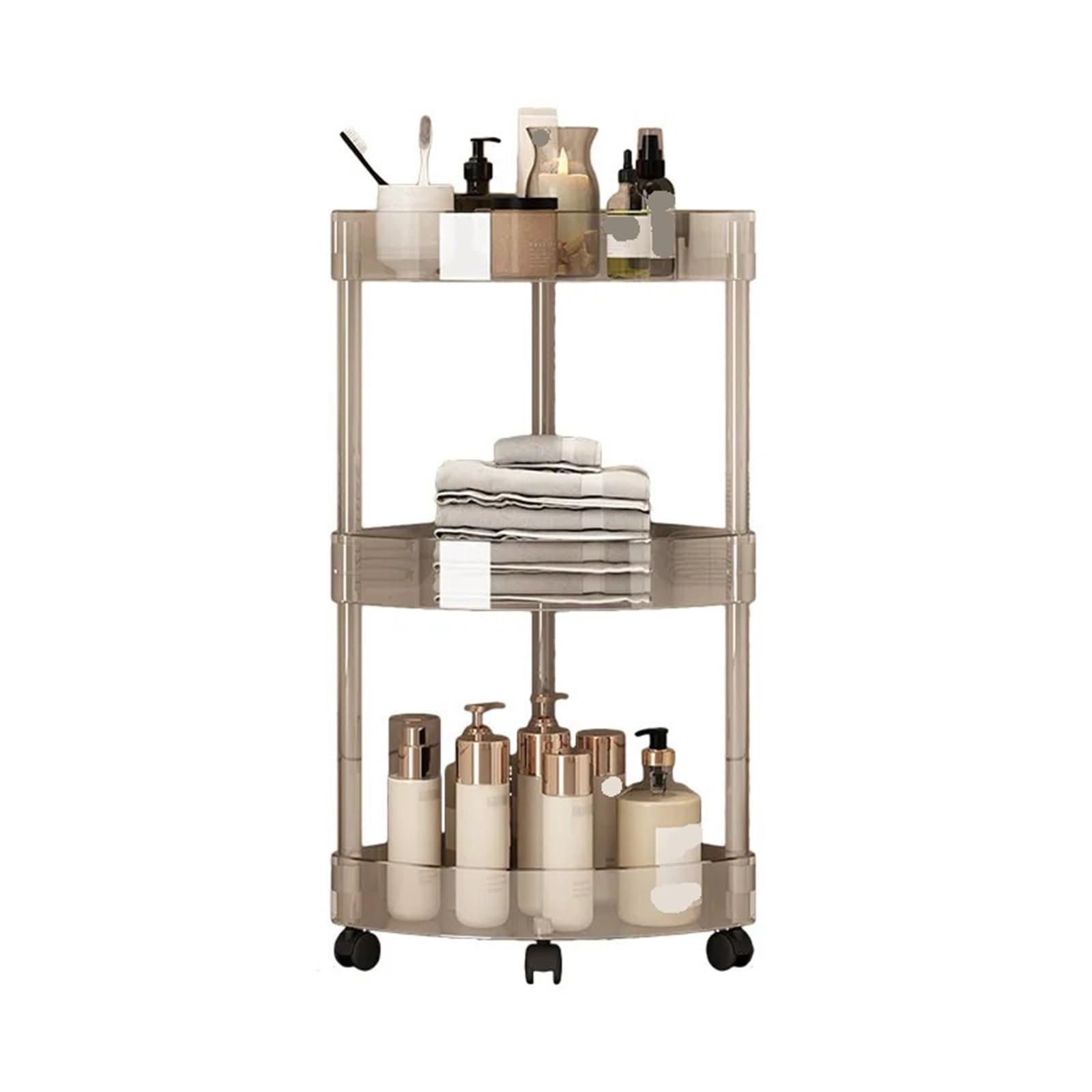Mensola doccia Scaffale da bagno trasparente multistrato, scaffale for lavabo, carrello portaoggetti, WC angolare salvaspazio facile spostare per Casa(2 Layer No wheel)