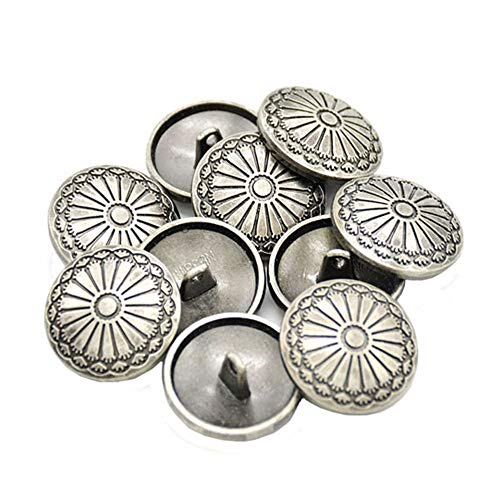 Wixine 10Pcs 23Mm Flower Metal Silver Shank Sewing Buttons Diy Sewing Jacket Coat #TOP5