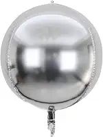 Kit 5 Balões 4D Foil Orbz Globo 22" (55 cm) Prata Espelhado – Balões Metalizados de Luxo para Decoração de Festas, Casamentos, Aniversários e Eventos Modernos