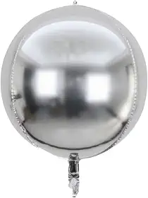 Kit 5 Balões 4D Foil Orbz Globo 22" (55 cm) Prata Espelhado – Balões Metalizados de Luxo para Decoração de Festas, Casamentos, Aniversários e Eventos Modernos