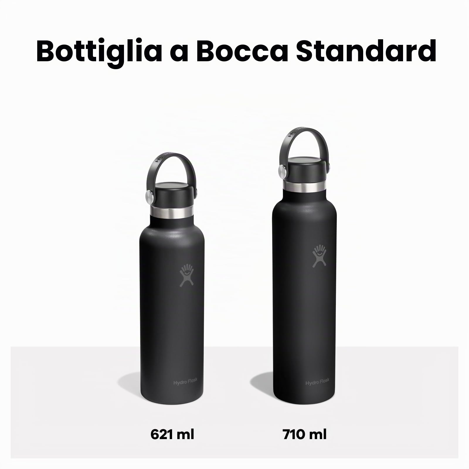 Hydro Flask – Standard Flex Cap 710 ml (24 oz) Bottle – Acciaio Inox, Ermetico, Compatibile con Portabicchieri – Isolato Freddo 24 Ore & Caldo 12 Ore – Black