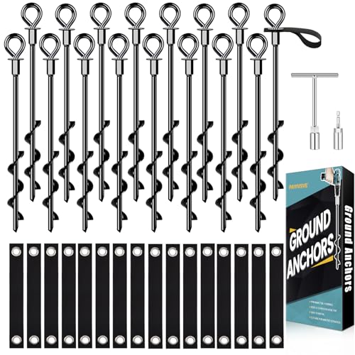 Image of Trampoline Anchors - Heavy Duty Trampoline Stakes - Ground Anchors Resistant High Wind - Ground Stakes Heavy Duty with Straps