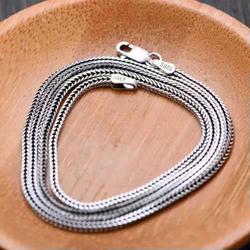 Chaîne de blé carré S925 collier en argent véritable à offrir