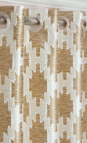 Image of Ultimate Digital Print Insulated Crystal Grommet Room Darkening Curtains /Drapes for Bedroom /Living Room Window - 5 feet - 2 Panels, Gold