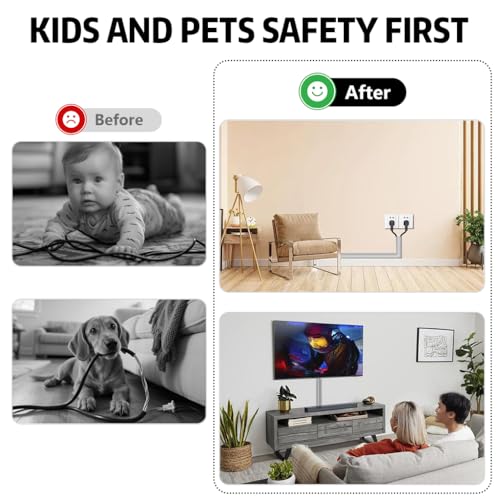 Image of Serplex 6.6FT Floor Cable Cover Self Adhesive Cord Cover Wire Protector Flexible Under Table Cable Management with Side Open Design, Wire Concealer for TV Computer Home Office Wall Management