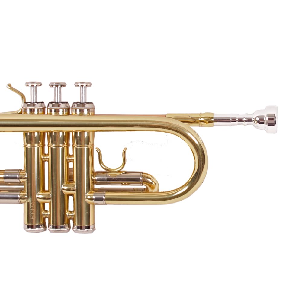 C- Trompete mit Goldmessing Mundrohr Neusilber Koffer + Mundstück