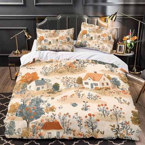 Parure de lit champêtre housse de couette microfibre 3D single 140x200