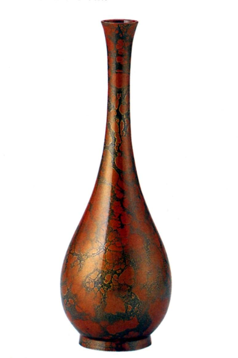 古銅鶴首瓶 高岡銅器 銅製花瓶 鶴首 赤金色7号（21.4cm） 美術工芸品 記念品