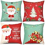 🎅Hianjoo Funda de cojín navideña 🎅 Diseño especial para Navidad, que incluye todo tipo de elementos navideños diferentes. Decora tu hogar con esta funda de almohada, encontrarás que el más mínimo cambio puede hacer que tu hogar sea más festivo y hermoso.