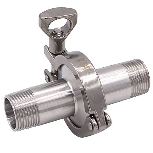 Image of DERNORD 2 Pcs Sanitary Male Threaded Ferrule Pipe Fittings + SUS304 Tri-clamp (Tri-clover Clamp) + FKM Gasket (Male Threaded Pipe Size:3 /4 Inch DN20)