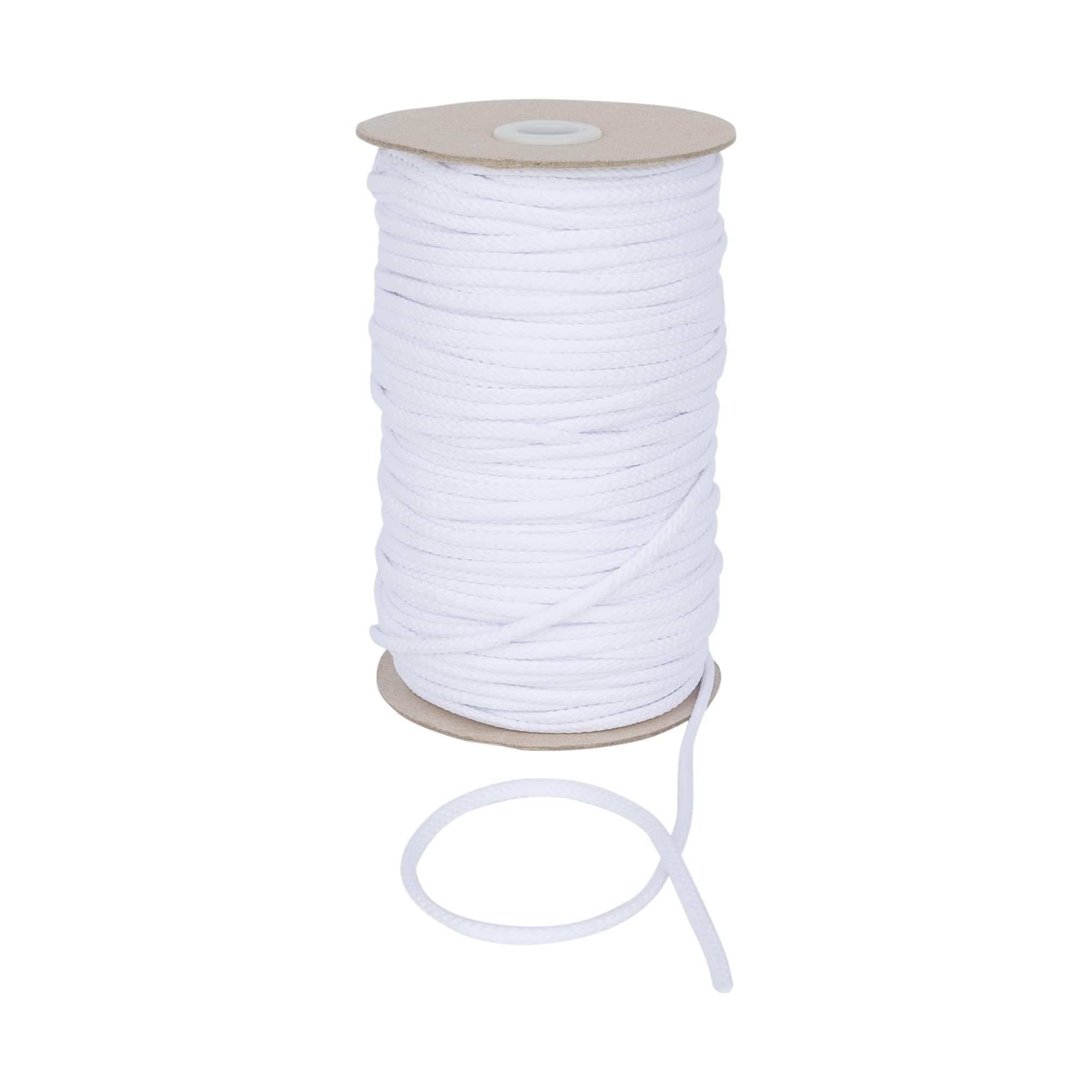 Discount Fabrics Ltd White Durable Anorak Braided Cord - 4Mm Wide Polyester Drawstring Cord Laces Hoodie String Jogger String Clothing Cord Lace Tying Lanyard Rope Craft Project By (,10M)
