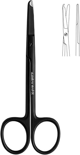 Tijeras de puntada de sutura de 4.5 pulgadas con gancho delicado de media luna, perfectas para eliminación de sutura, primeros auxilios,