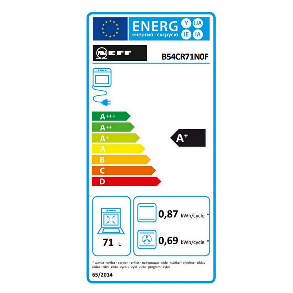 NEFF Four encastrable pyrolyse B54CR71N0F, N70, Slide & Hide, 14 modes de cuisson