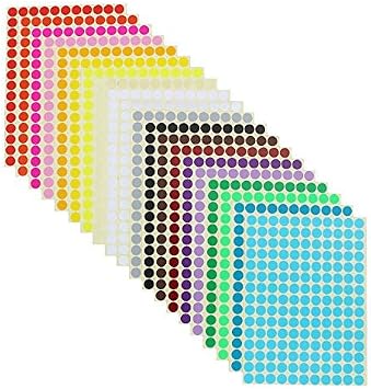 LJY 16500 Round Dot Stickers 10 mm, 20 Colors, 100 Sheets for Price Marking