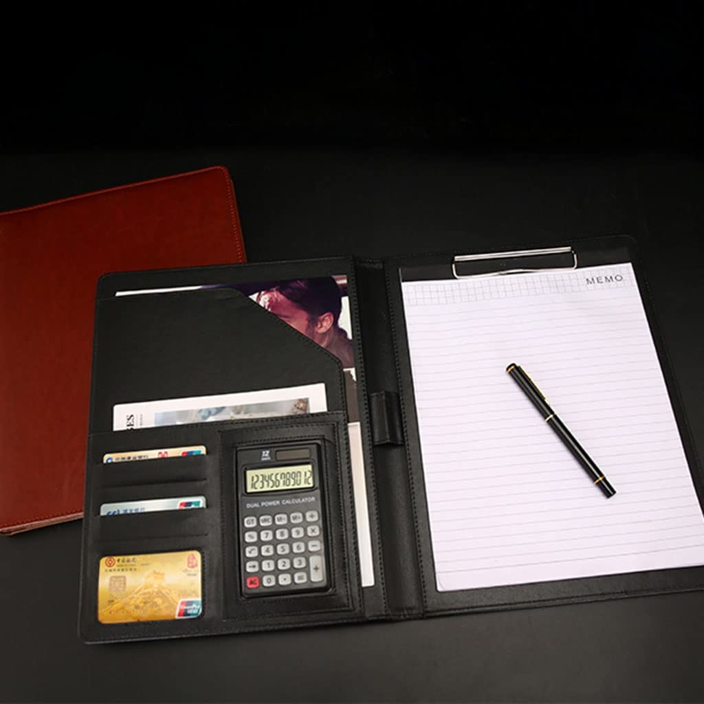Ledermappe A4 Zwischenablage-Ordner Padfolio Zwischenablage Schreibmappe Kunstleder für Rechtsblockhalter Business-Konferenz Notizblock Klemmbretter