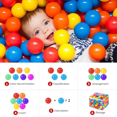 MoonxHome Ball Pit Balls 500pcs for Toddlers & Dogs, Plastic Toy Balls for Ball Pit, BPA Free Crush Proof, Kid's Pool Water Toys, Macaron Ocean Balls for Play Tent 2.15" Rainbow Colors by MoonxHome - Image 7