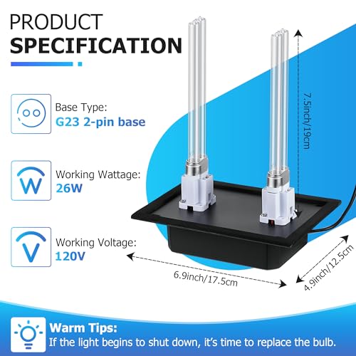Image of Qualirey 26W HVAC UV Light Sanitizer Air Purifier for Whole House, 110V Dual UV UVC Light in Duct for HVAC Duct Filter, UV Duct Air Purifier for AC Air Conditioning