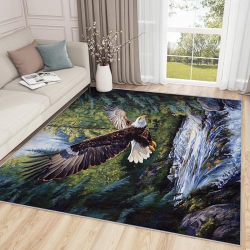 Zoainuos Eagle Rug for Man Cave - 2x3 Rug, Flying