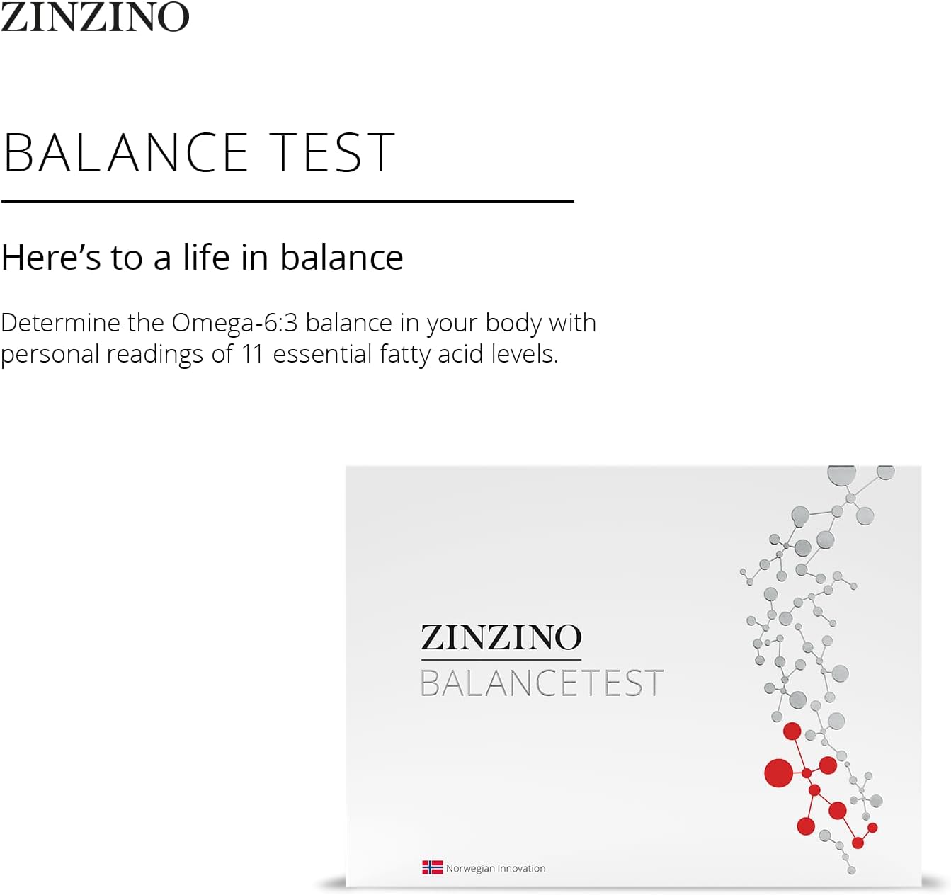 Zinzino BalanceTest - Blood Test Kit to Assess Fatty Acid Levels - Measures 11 Essential Fatty Acids Including Omega-3, 6, 9 - Easy Dry Blood Test