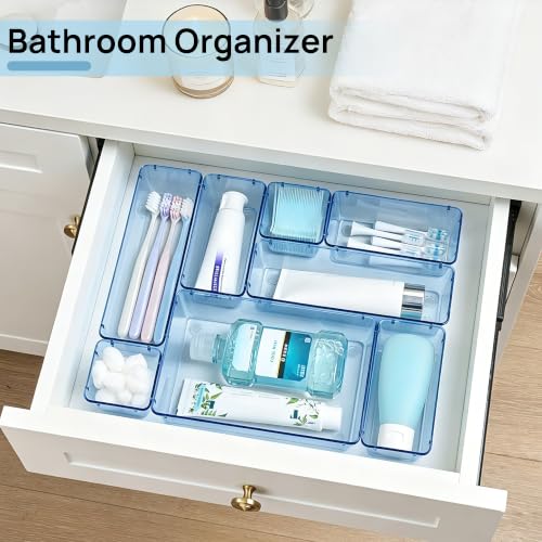 Image of Vtopmart 25 PCS Plastic Drawer Organizers Set, 4-Size Versatile Bathroom and Vanity Drawer Organizer Trays, Storage Bins for Makeup, Bedroom, Kitchen Gadgets Utensils and Office