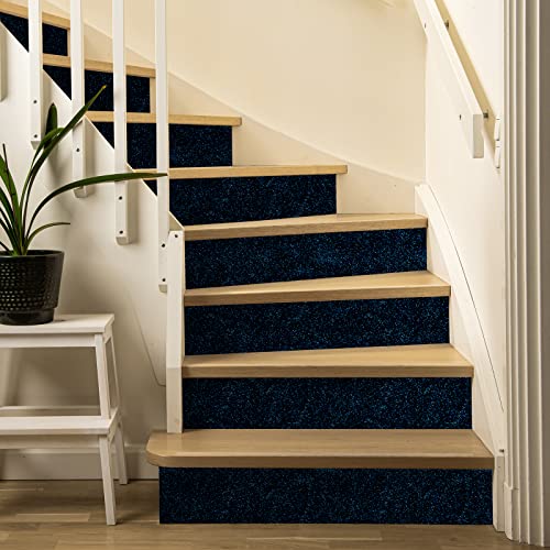 CRE8TIVE Papel de Parede com Borda Preta e Azul, Papel de Parede com Glitter Preto, Adesivo e Removí