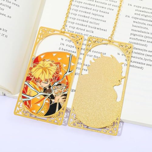 Image of Demon Slayer Anime Bookmarks Set 4pcs Collection, Durable Metal Bookmark Featuring Tanjiro Nezuko Zenitsu Rengoku Characters, Ideal Manga Lovers Gift for Readers Students Collectors