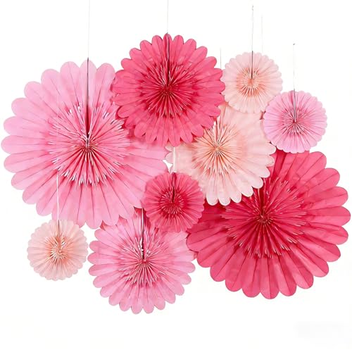 Image of Paper Jazz Hot Pink Paper Flower Birthday Decoration, Large Paper Fans Party Decoration,Giant Decorations Valentines Day Decorations for Birthday Baby Shower Graduation Galentine's Day.