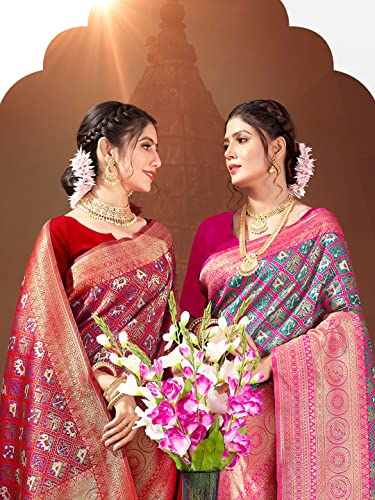 Sangam Prints red patola silk saree – image 3