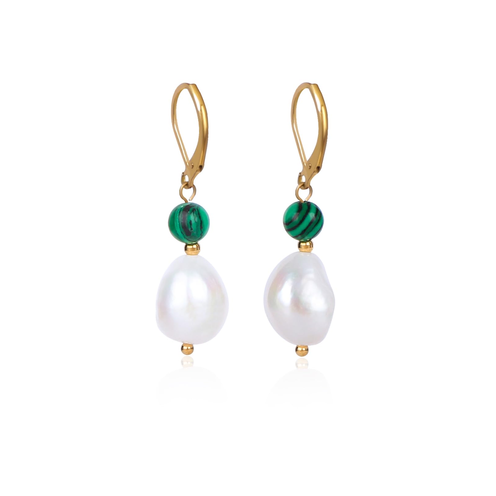 TaYolnFaSo Natural Freshwater Pearl Gemstone Lever Back Earring 18k Gold-Plated Hoop Drop Earring Baroque Pearl Jewelry Birthday Gift for Wife