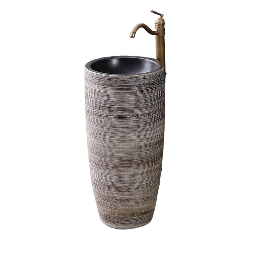 AYCDL Pedestal Sink Household Retro Ceramic Washbasin Balcony Floor-Standing Column Basin Outdoor Bathroom Washbasin Bathroom Pedestal Sink