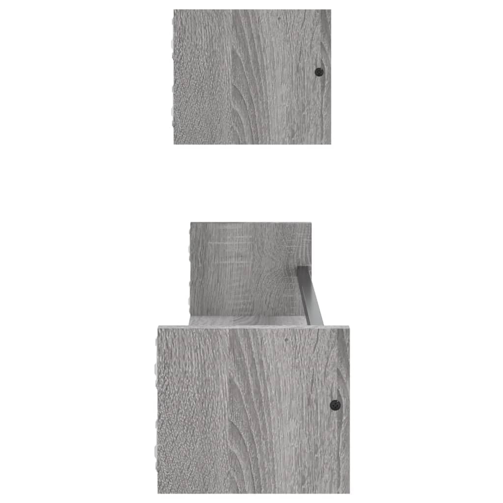 Estantería de pared con barras 2 unidades gris Sonoma 80 x 16 x 14 cm, material de madera, estantes flotantes para baño, dormitorio, toallero multifuncional, resistente a la humedad